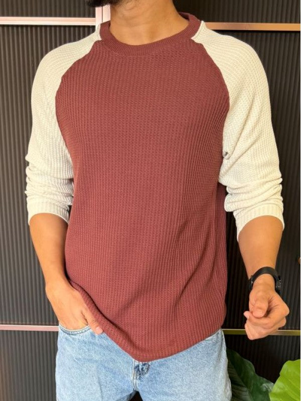 Raglan Rust Off white Full Sleeve T shirt