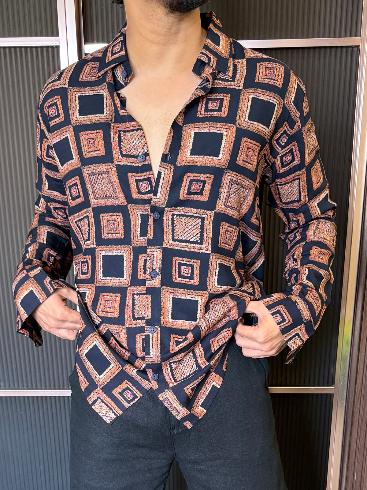 Reyon Digital Print Black Full sleeve Shirt