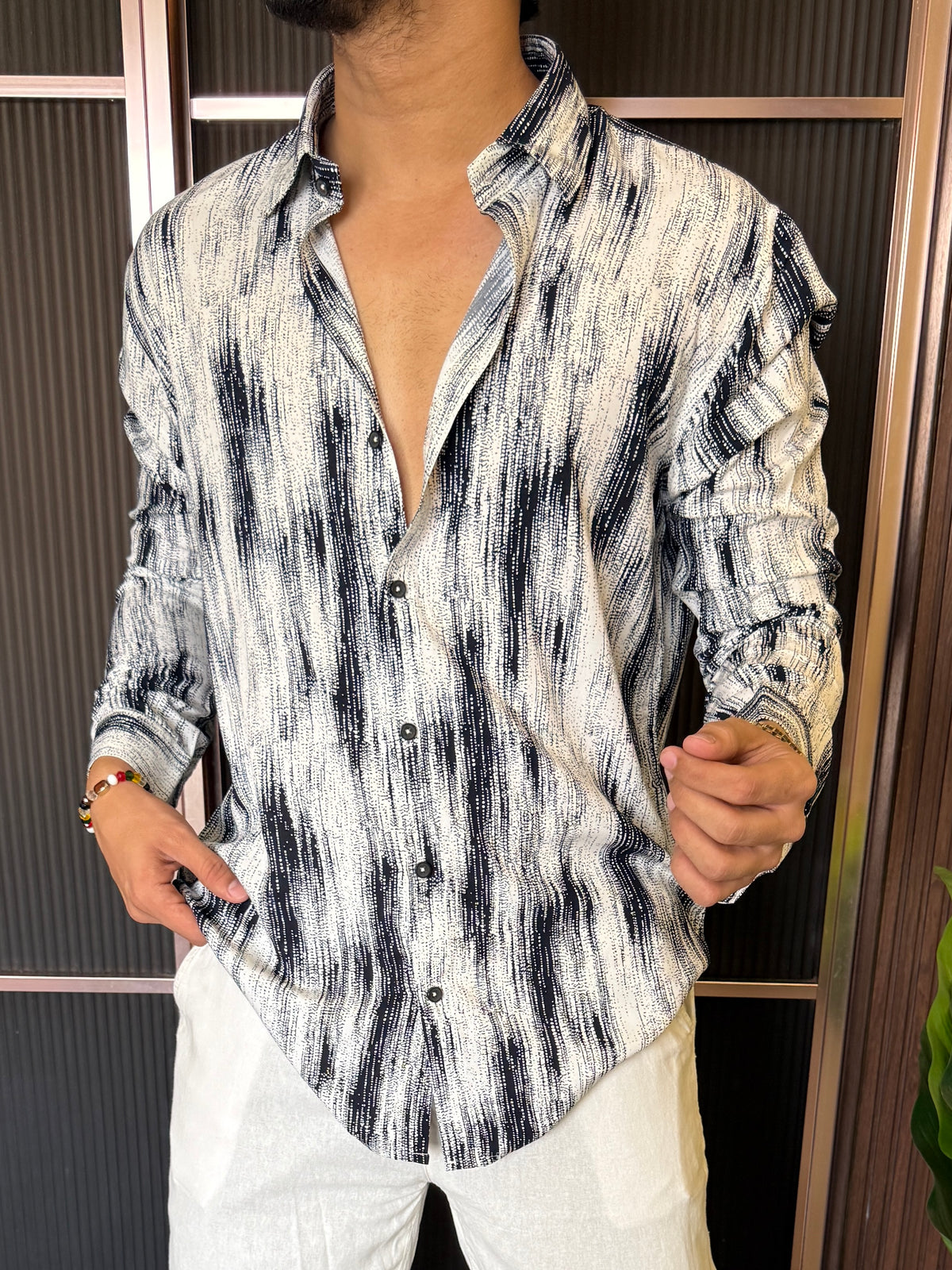 Reyon Abstract White Full sleeve Shirt