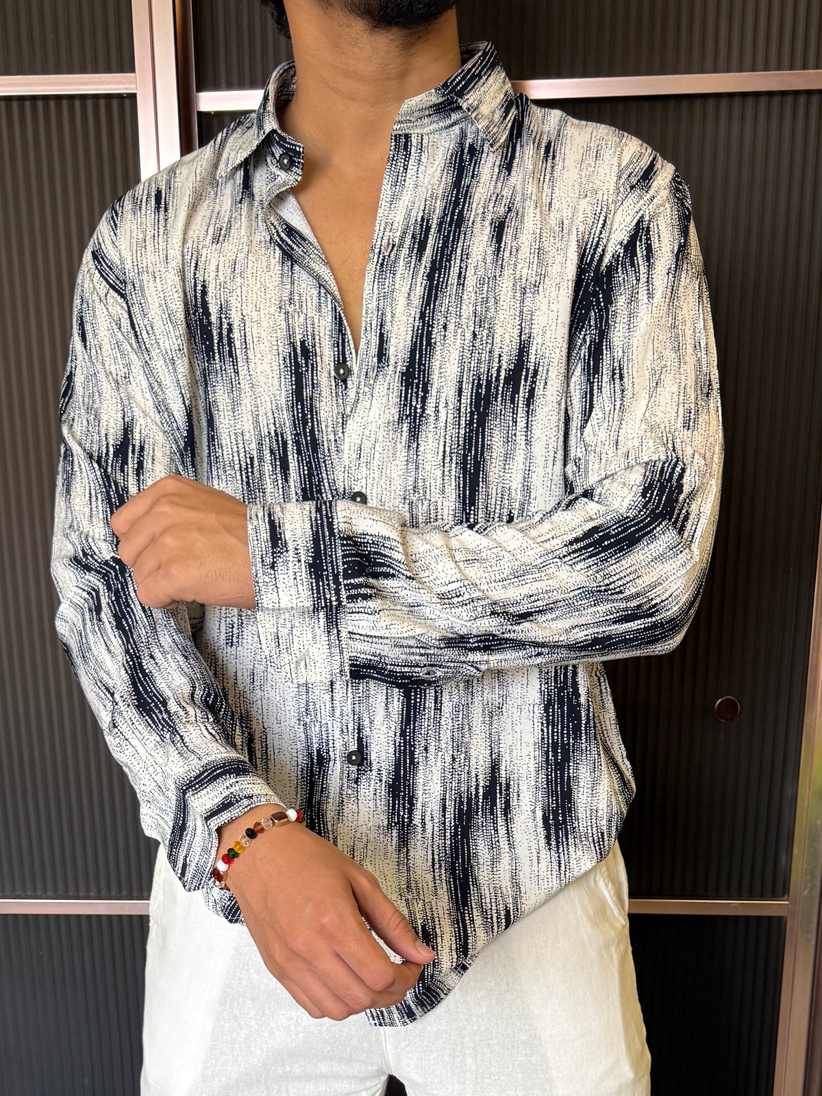 Reyon Abstract White Full sleeve Shirt