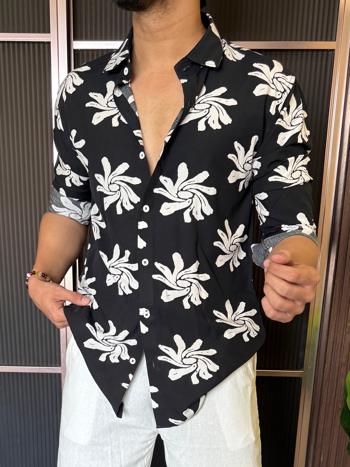 Reyon Floral Black Full sleeve Shirt