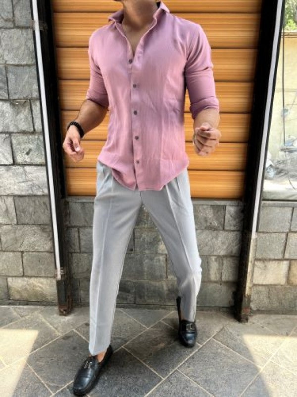 Soft Handfeel Falling Fabric Peach Fullsleeves  Shirt