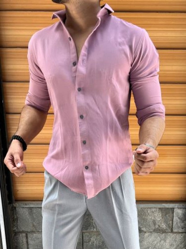 Soft Handfeel Falling Fabric Peach Fullsleeves  Shirt