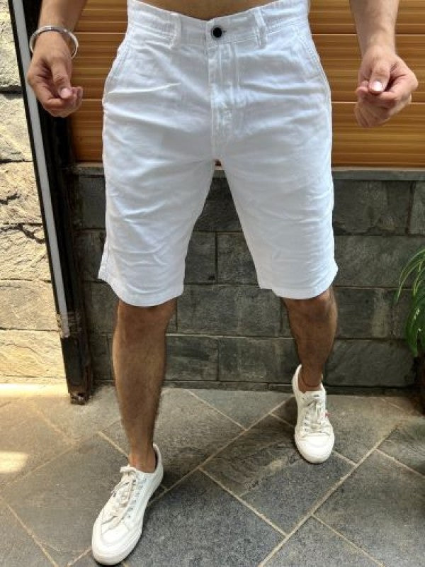 White Cotton Shorts