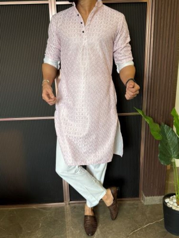 Heavy textured Pink Kurta
