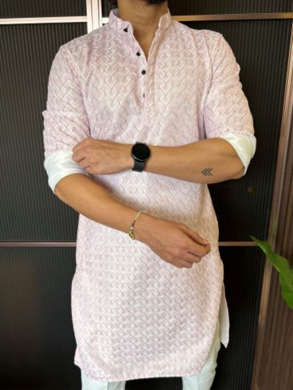 Heavy textured Pink Kurta