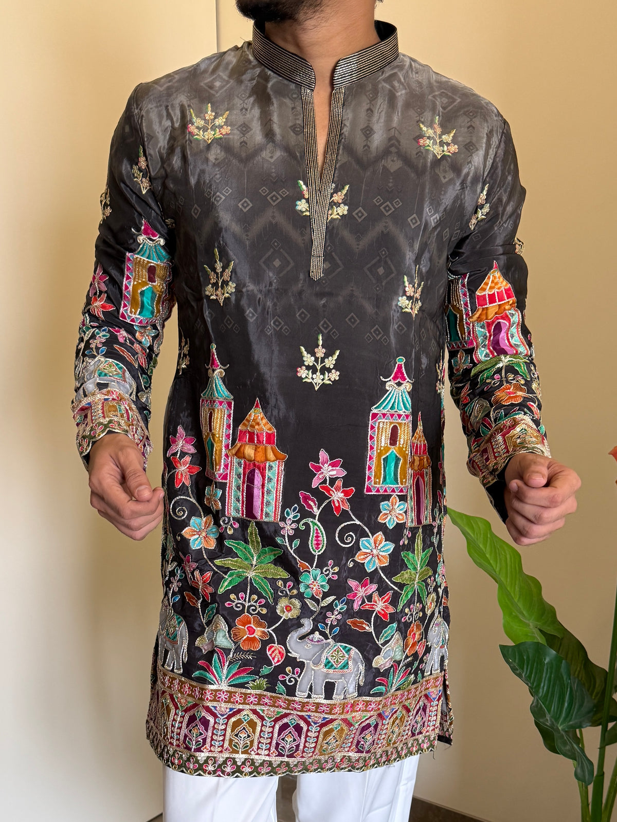 Premium Hand Work  Black Shade Kurta