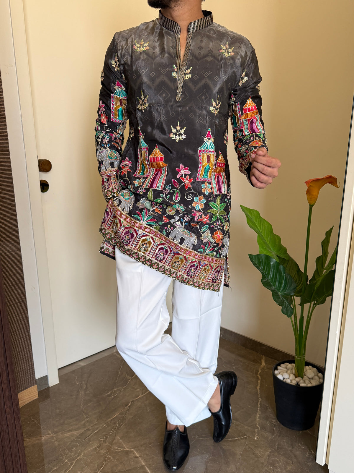 Premium Hand Work  Black Shade Kurta