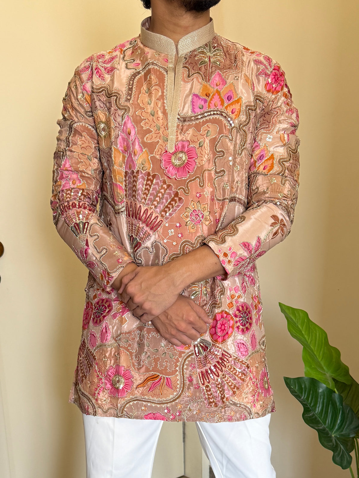 Premium Hand Work Pink Rose Kurta