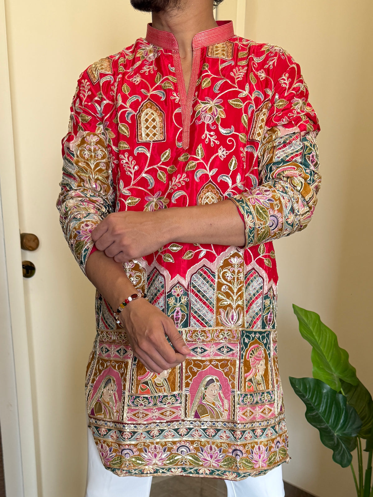 Premium Hand Work Couple Red Kurta