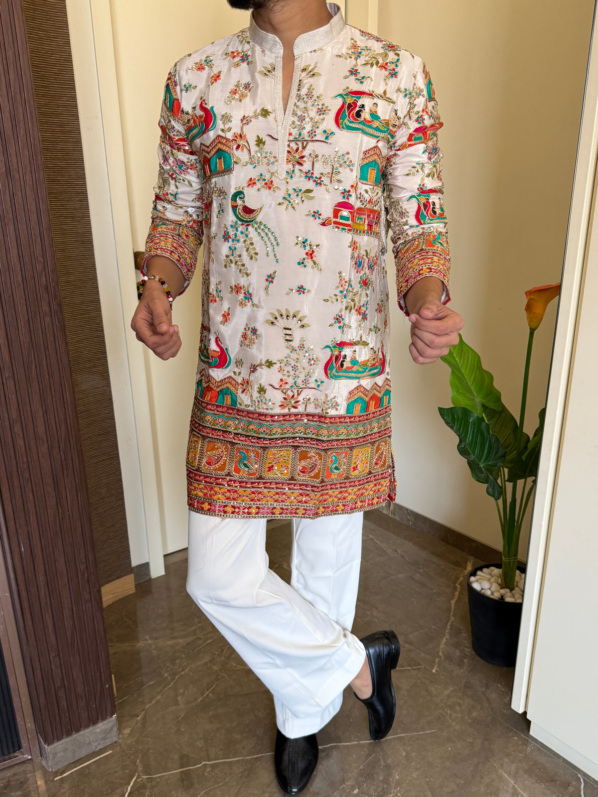 Premium Hand Work White 2  Kurta