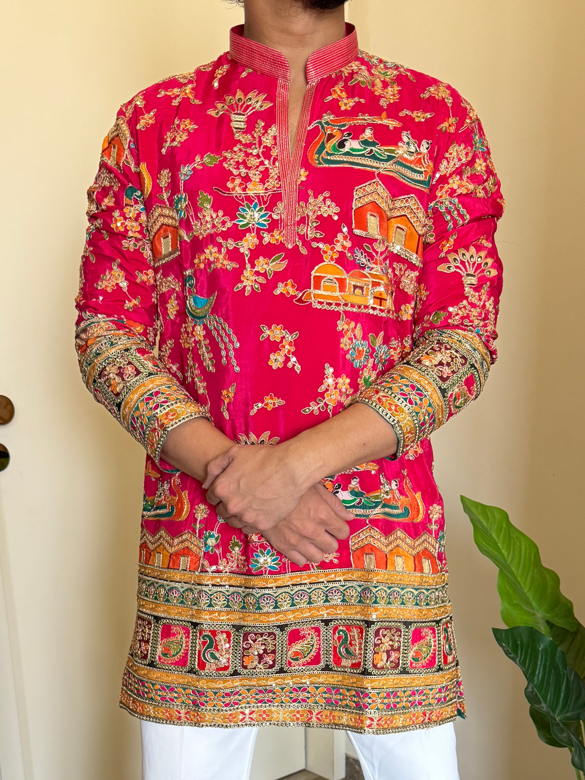 Premium Hand Work Dark Pink Kurta