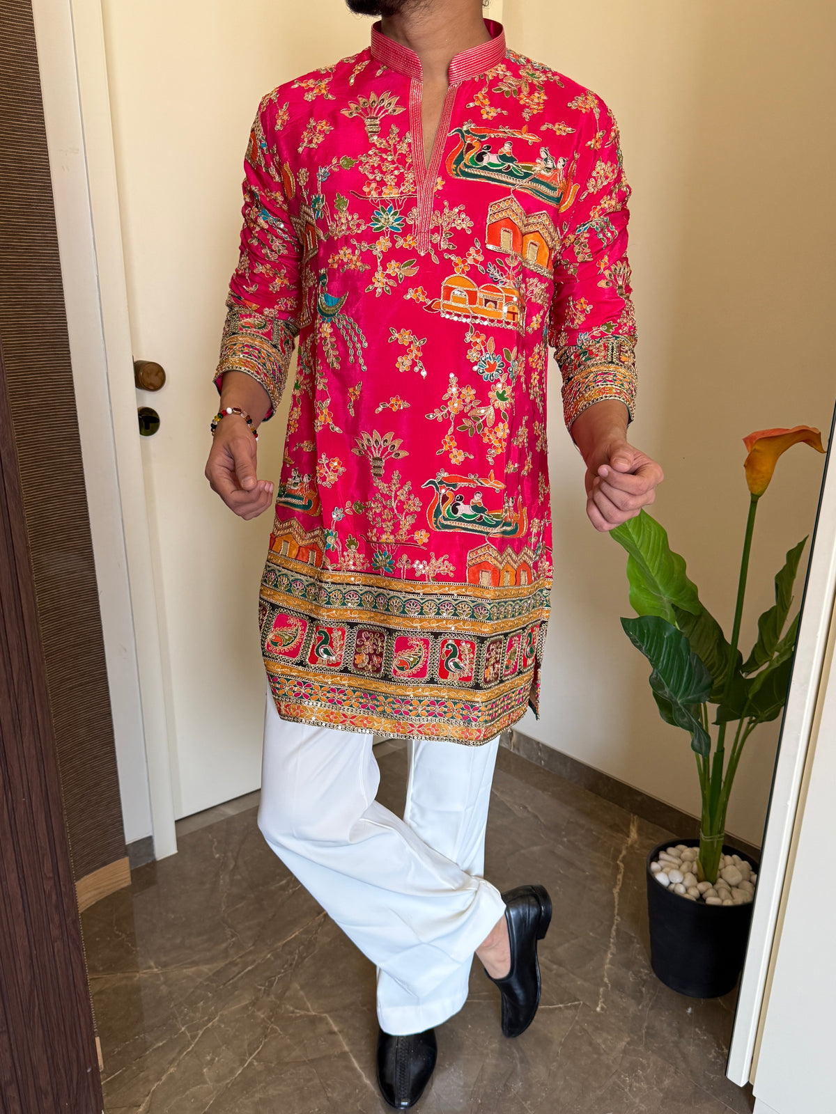 Premium Hand Work Dark Pink Kurta