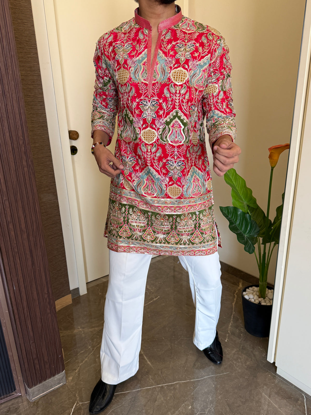 Premium Hand Work Pink Kurta