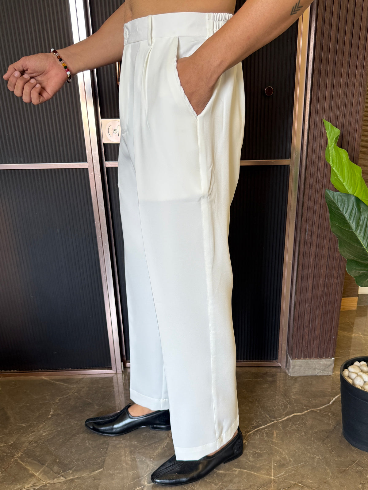 Straight Korean Pants For Kurta White