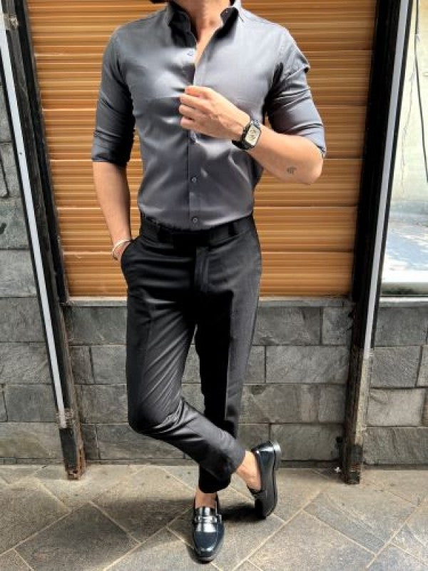 Cotton Satin Grey Fullsleeve Shirt