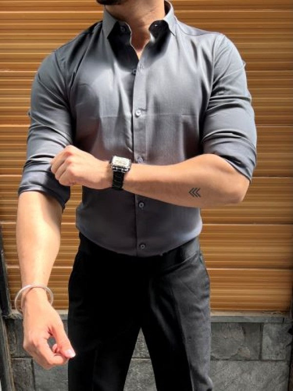 Cotton Satin Grey Fullsleeve Shirt