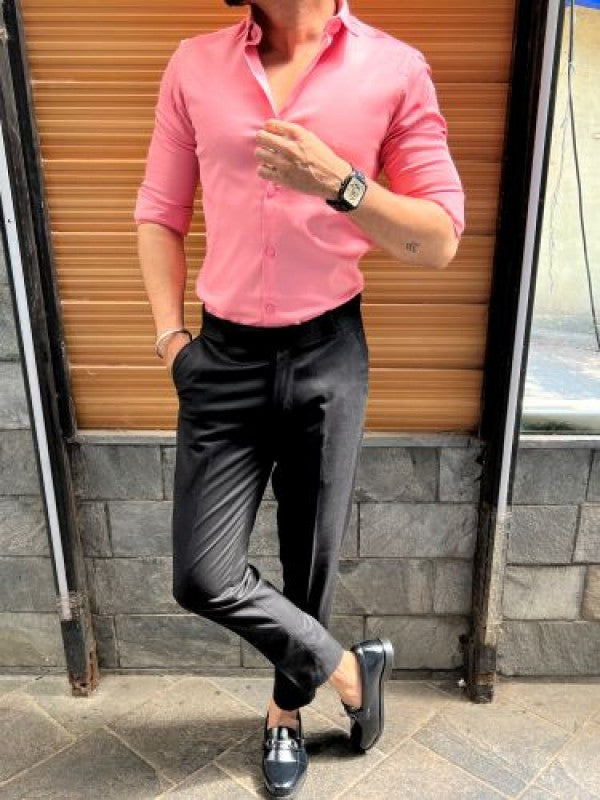 Cotton Satin Pink Fullsleeve Shirt