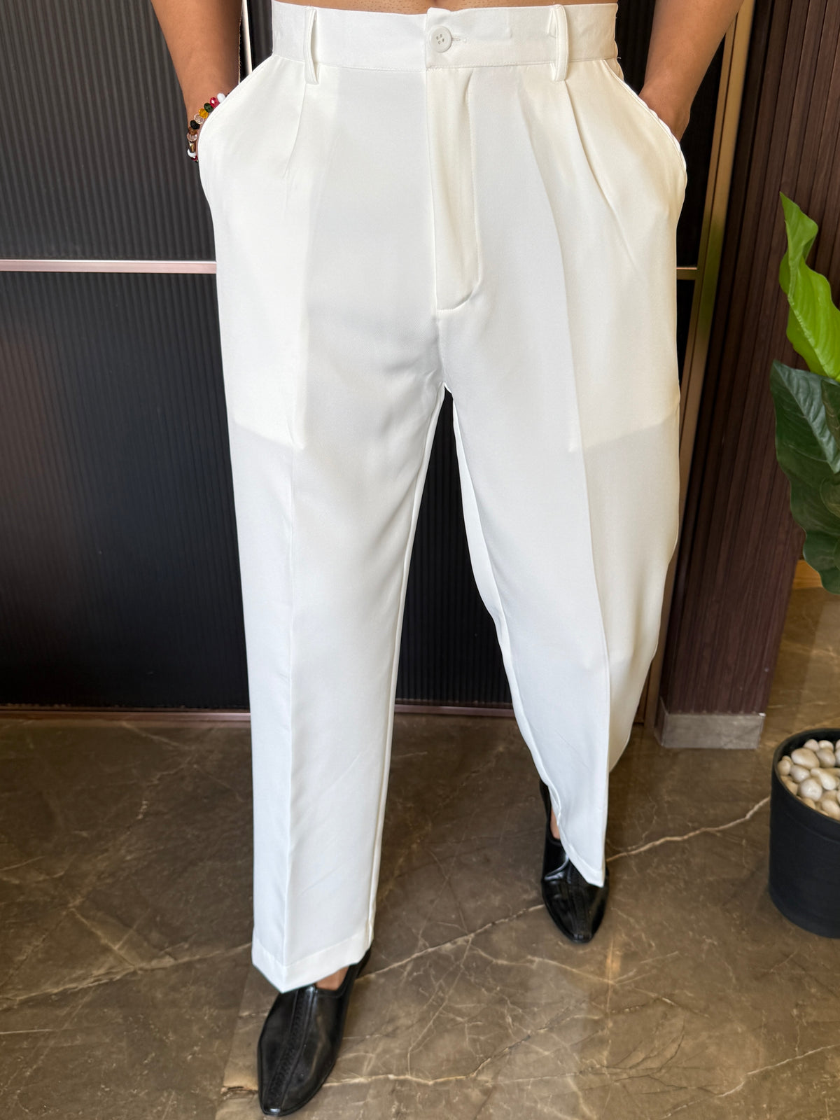Straight Korean Pants For Kurta White