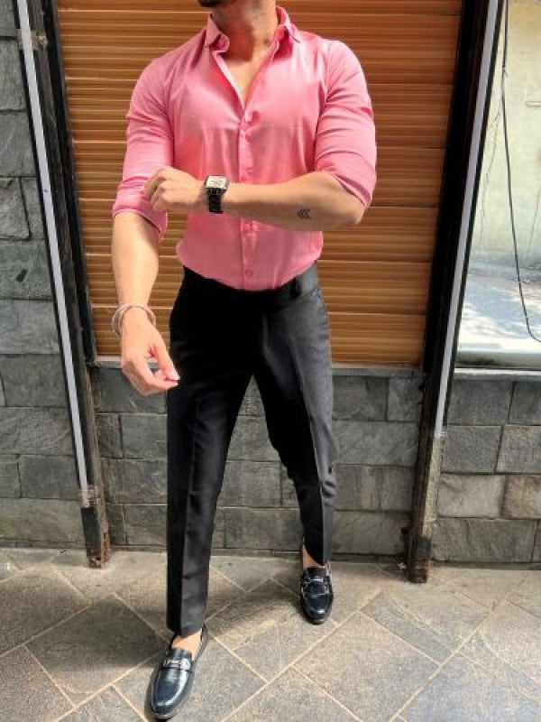 Cotton Satin Pink Fullsleeve Shirt