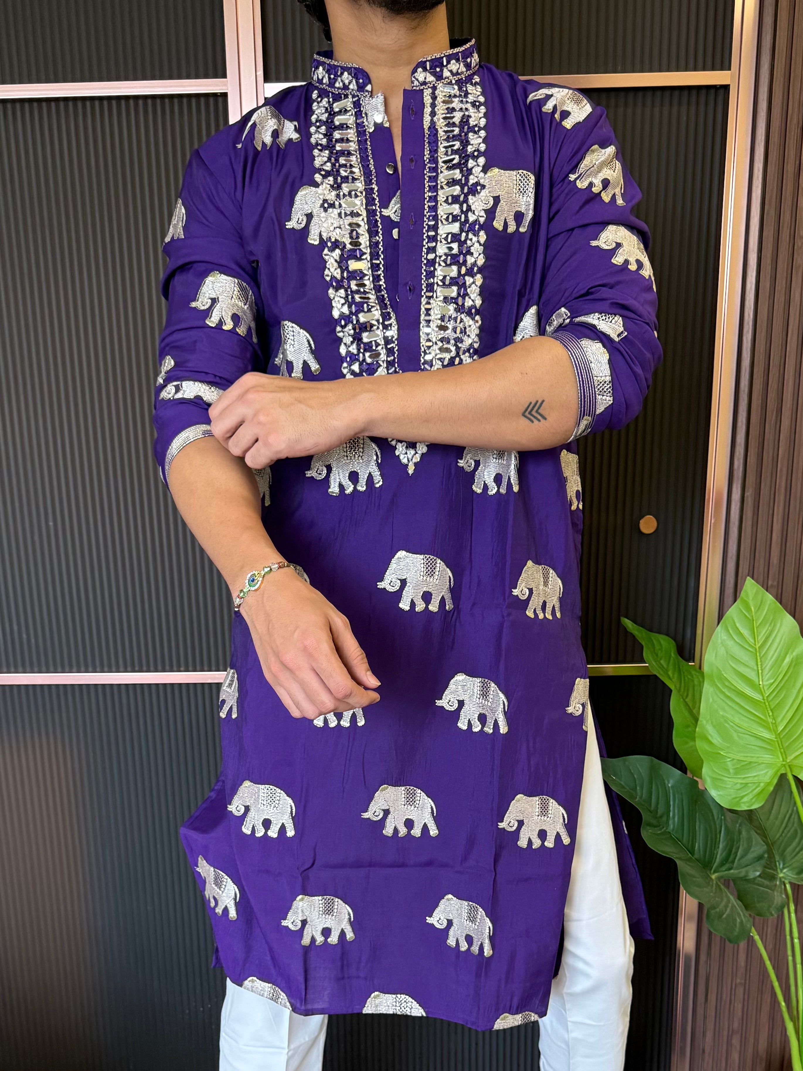 Premium Hand Work Purple Kurta