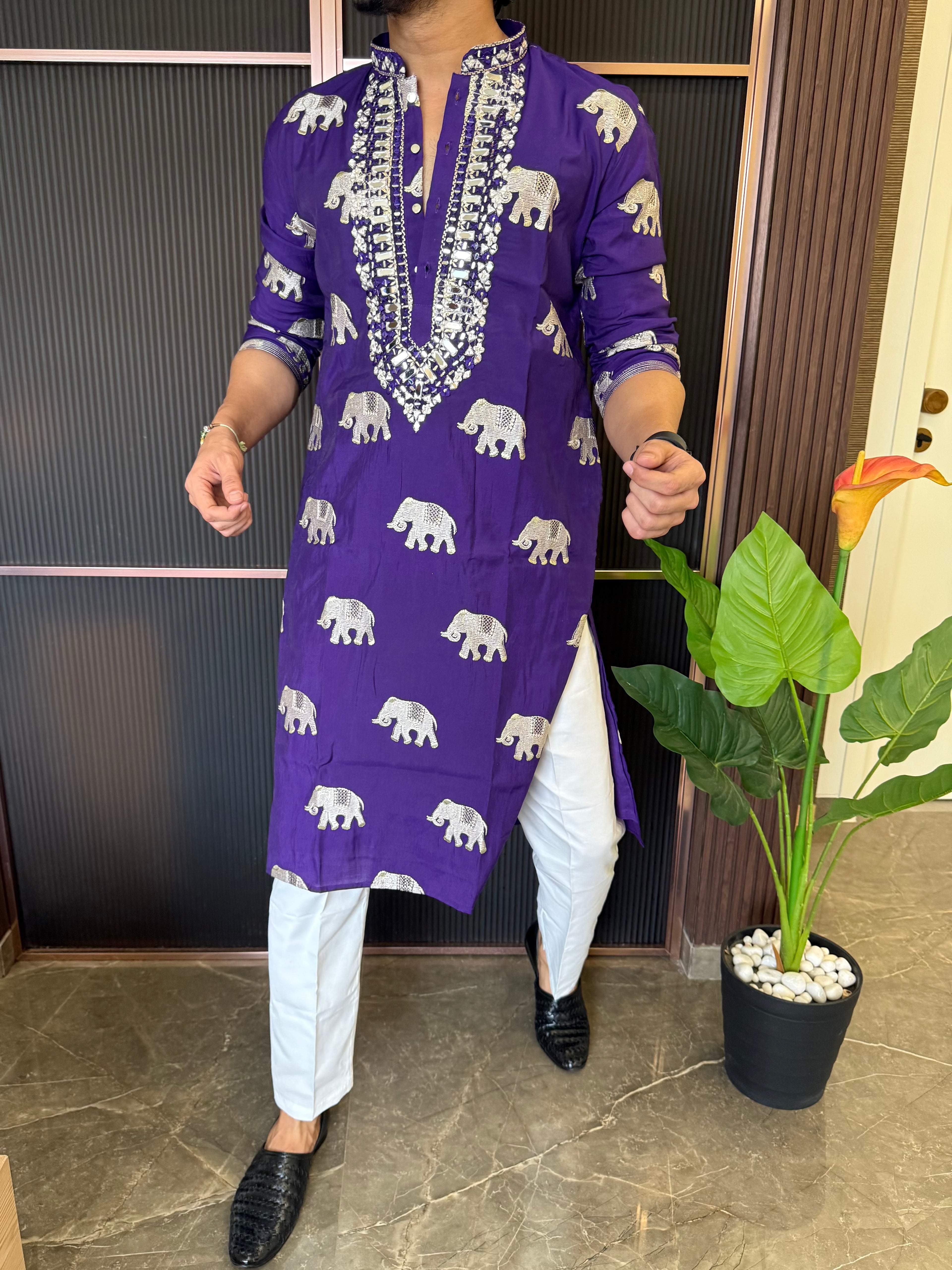 Premium Hand Work Purple Kurta