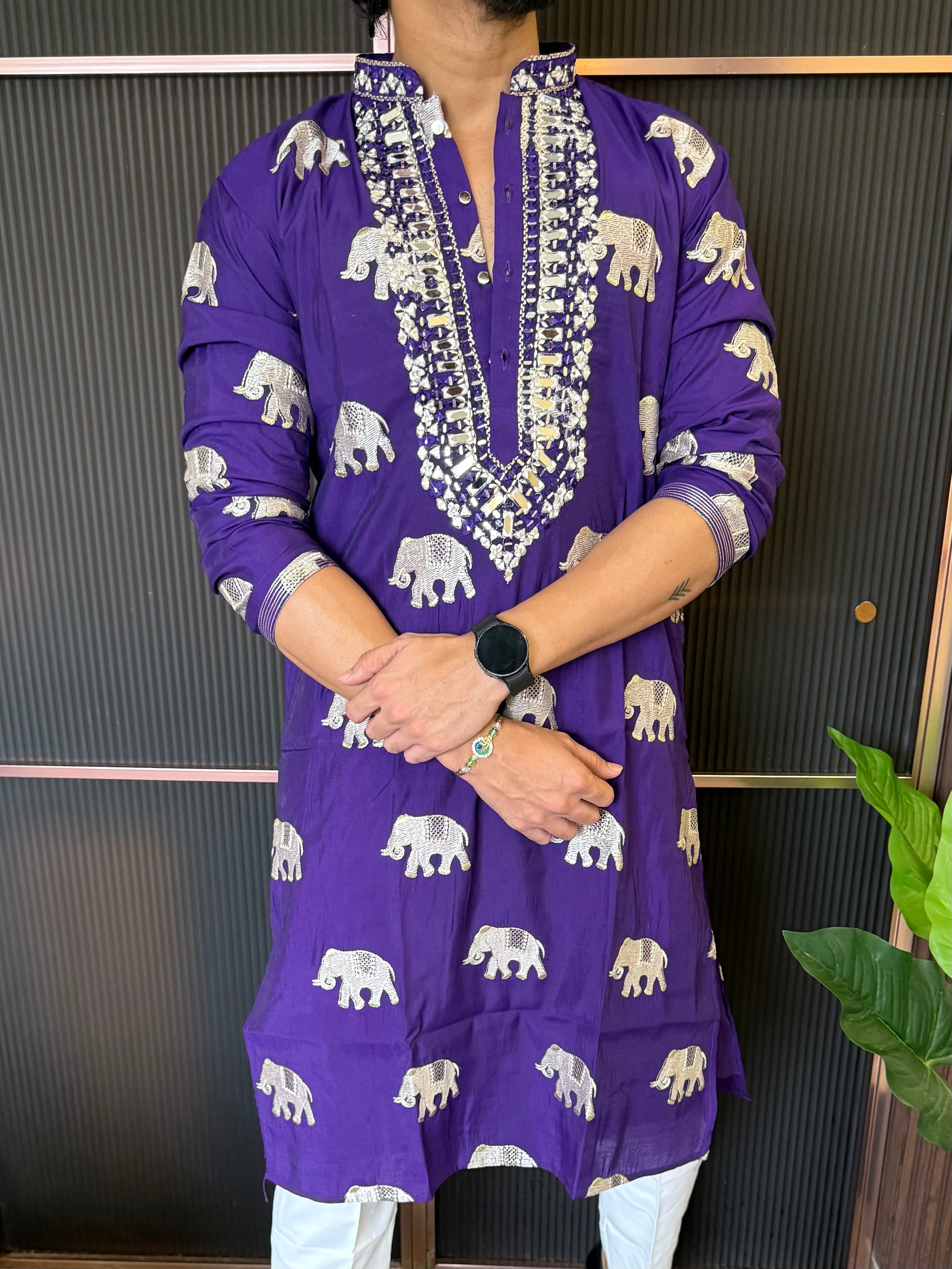 Premium Hand Work Purple Kurta