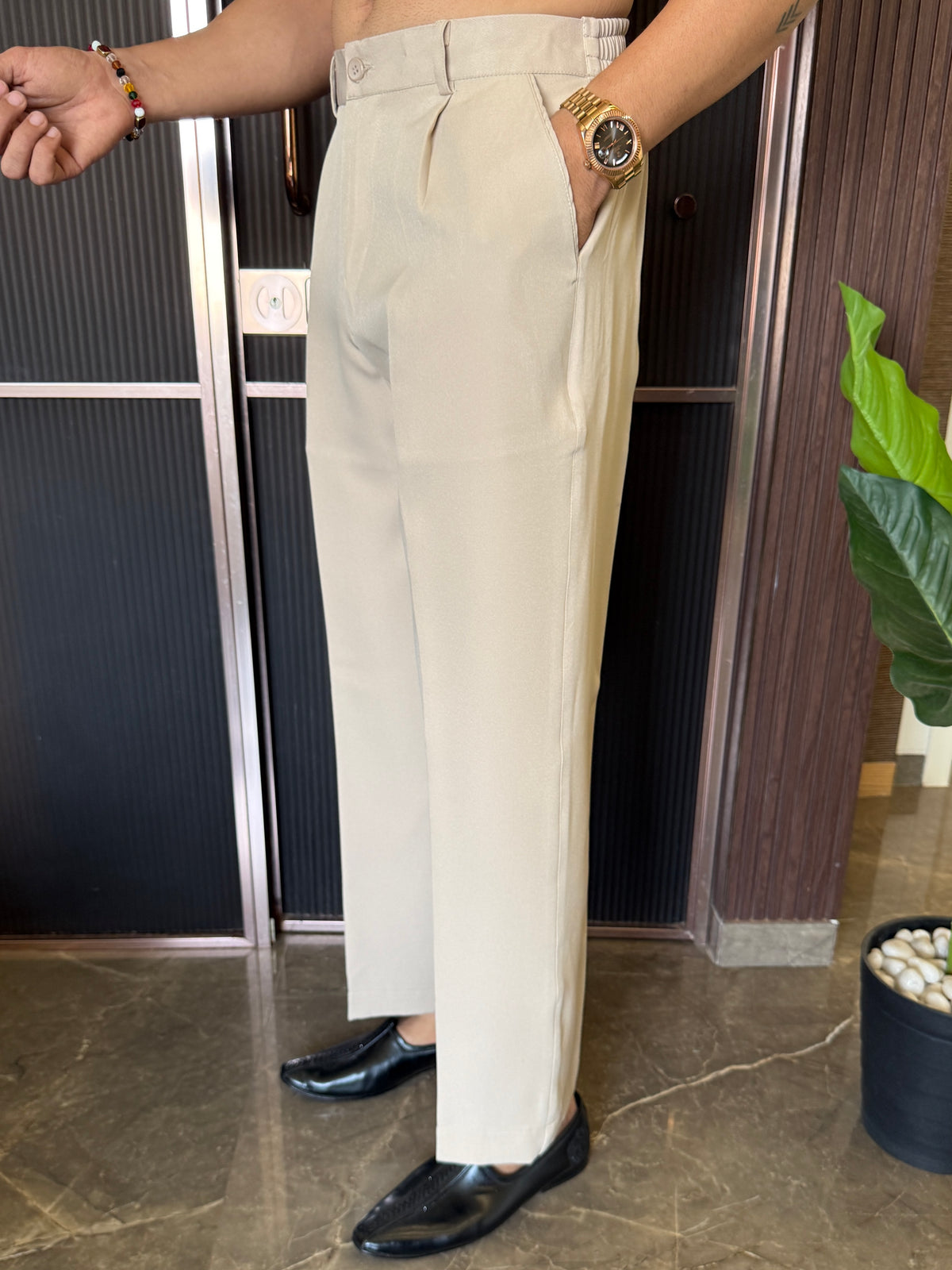 Straight Korean Pants For Kurta Beige
