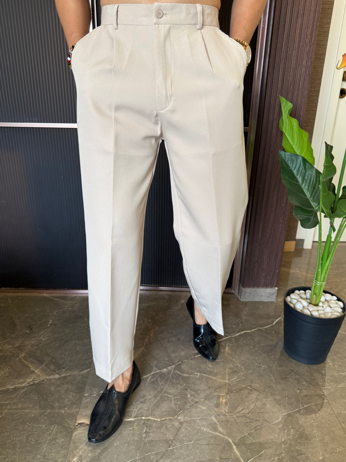 Straight Korean Pants For Kurta Beige