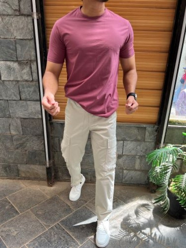 Cotton Lycra Plain Grape Half T shirt
