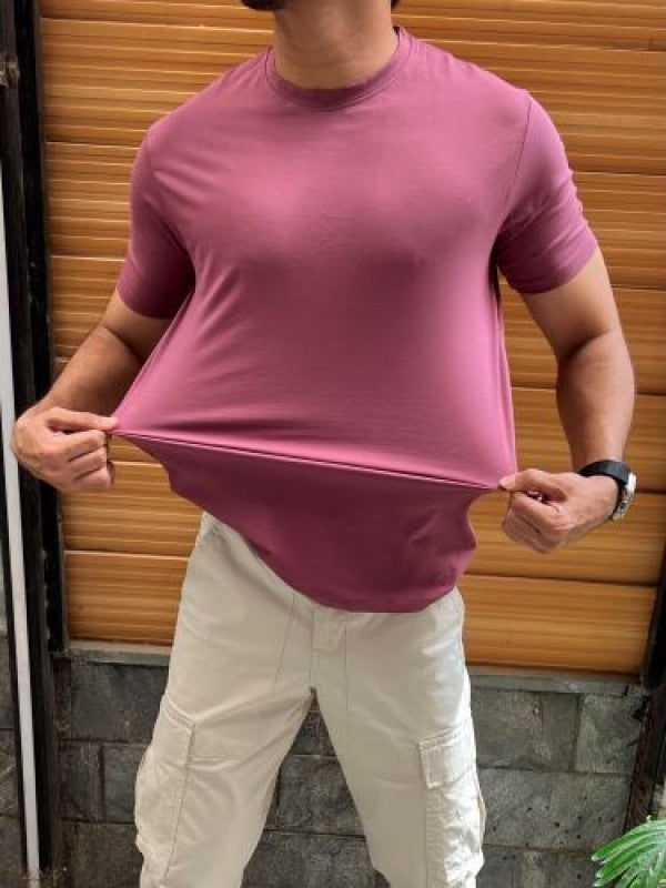 Cotton Lycra Plain Grape Half T shirt