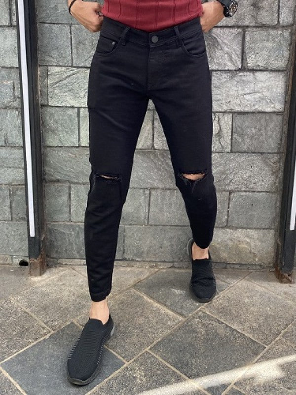 Knee Cut black Denim