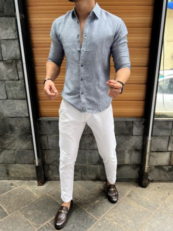 Linen Fabric Collar Carbon Fullsleeves Shirt