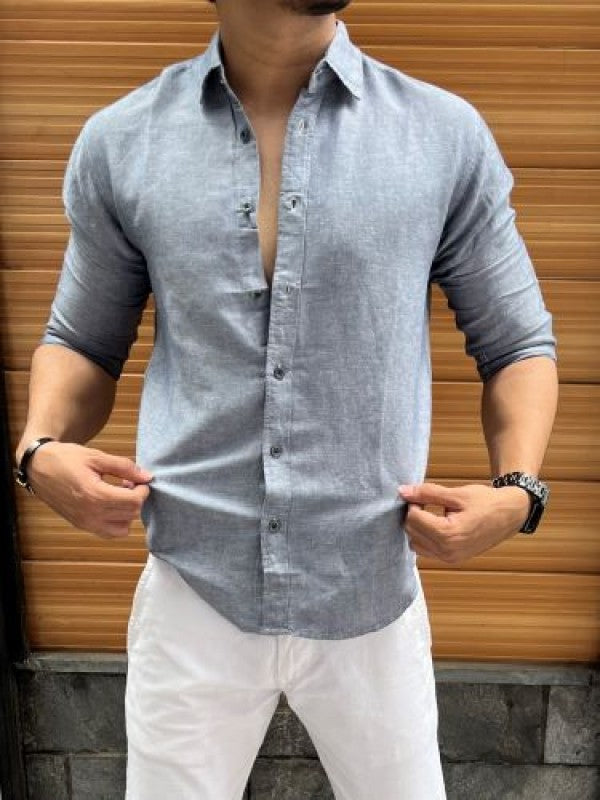 Linen Fabric Collar Carbon Fullsleeves Shirt