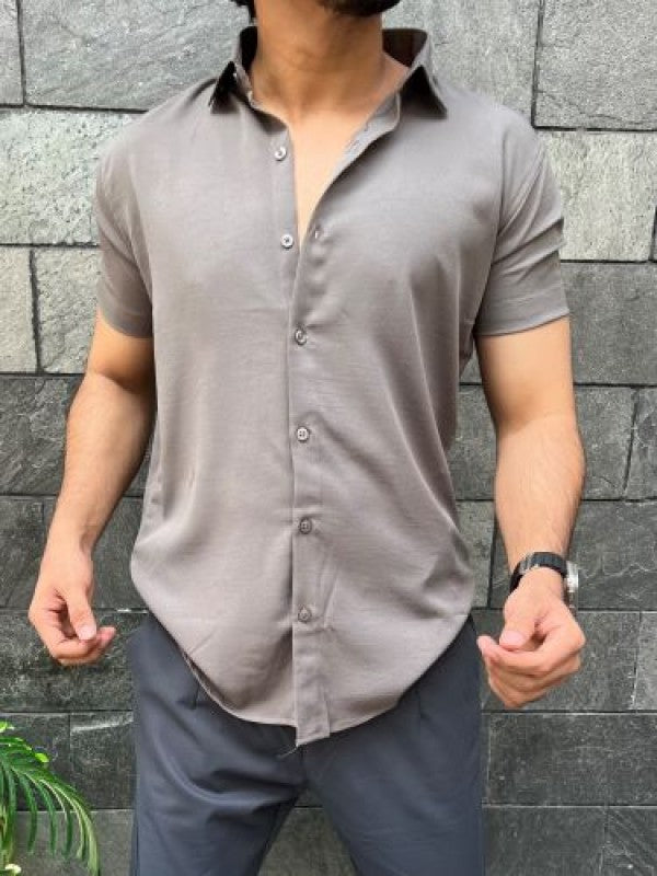 Imported Textured Chikoo Half Shirt