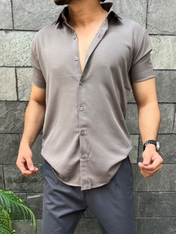 Imported Textured Chikoo Half Shirt