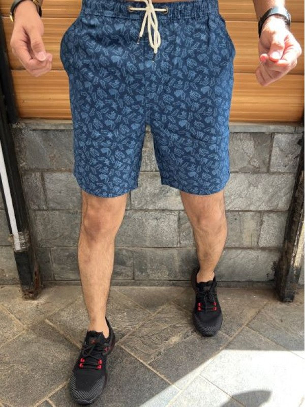 Design 1 Elastic Waist Blue Shorts