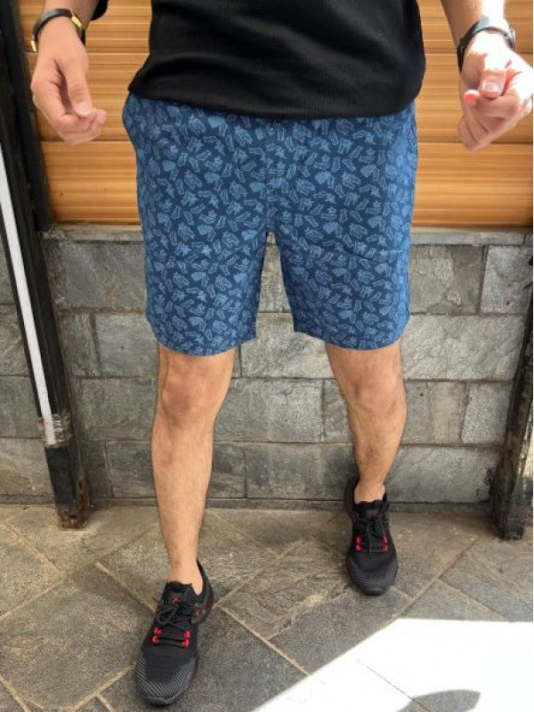 Design 1 Elastic Waist Blue Shorts