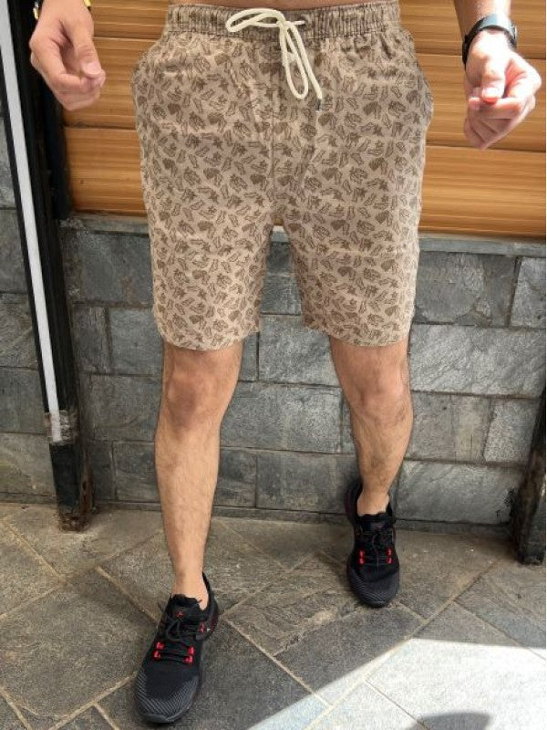 Design 1 Elastic Waist brown Shorts