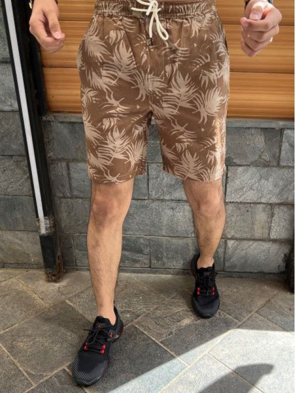 Design 2 Elastic Waist Brown Shorts