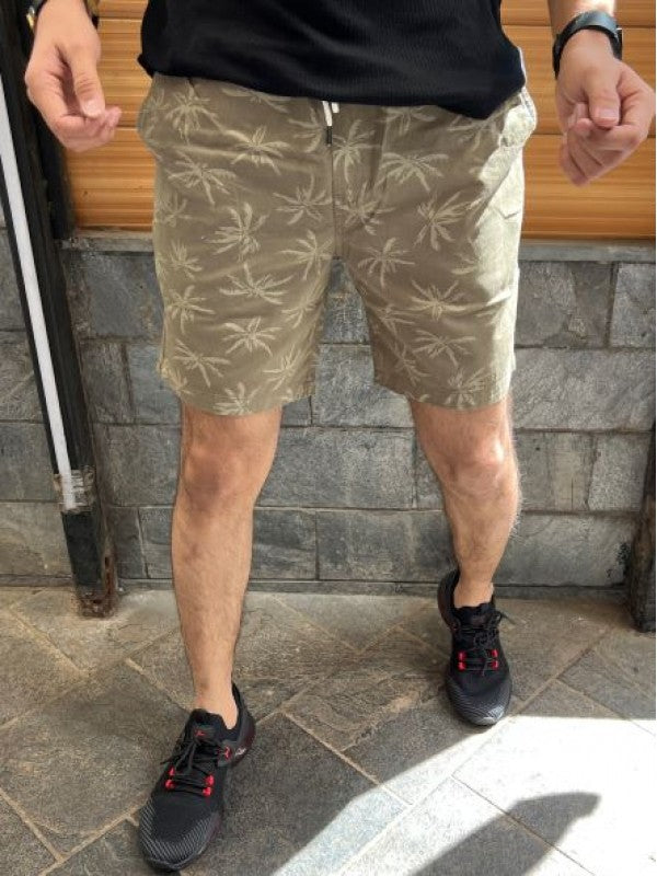 Design 3 Elastic Waist Green Shorts
