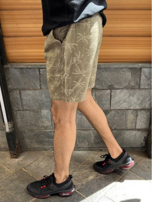 Design 3 Elastic Waist Green Shorts