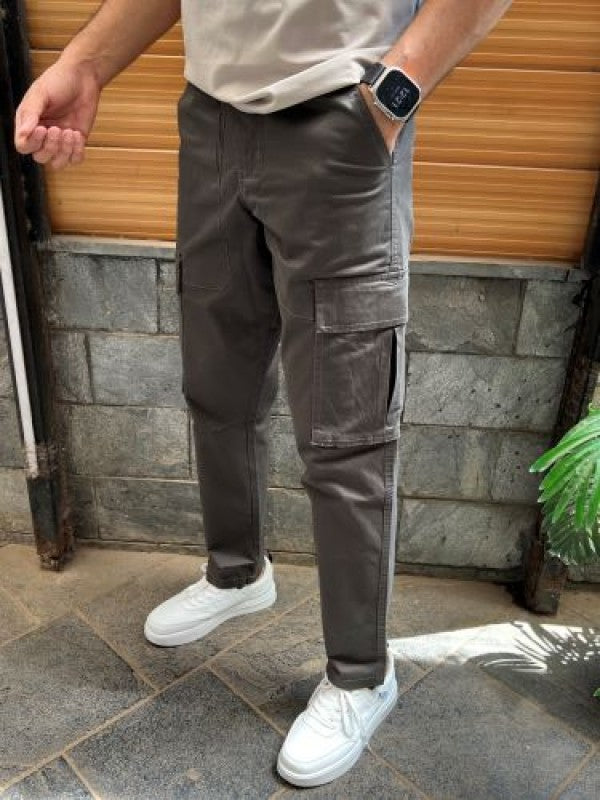 Stretchable Cotton Fabric Grey Cargo Pants