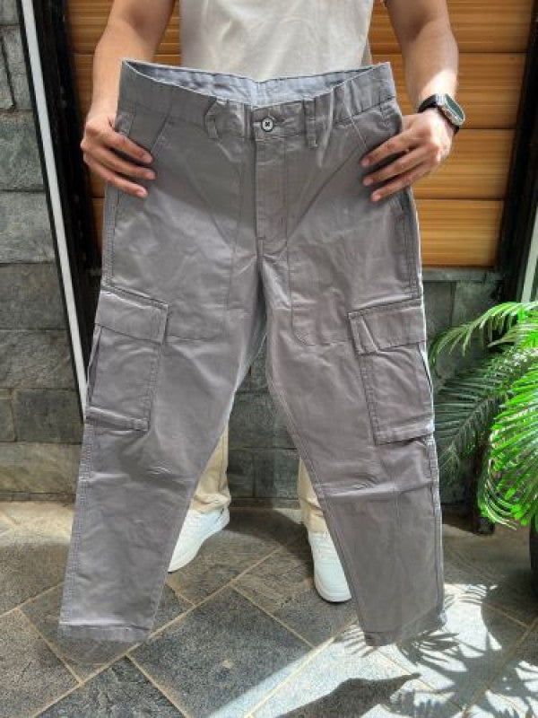 Stretchable Cotton Fabric Grey Cargo Pants