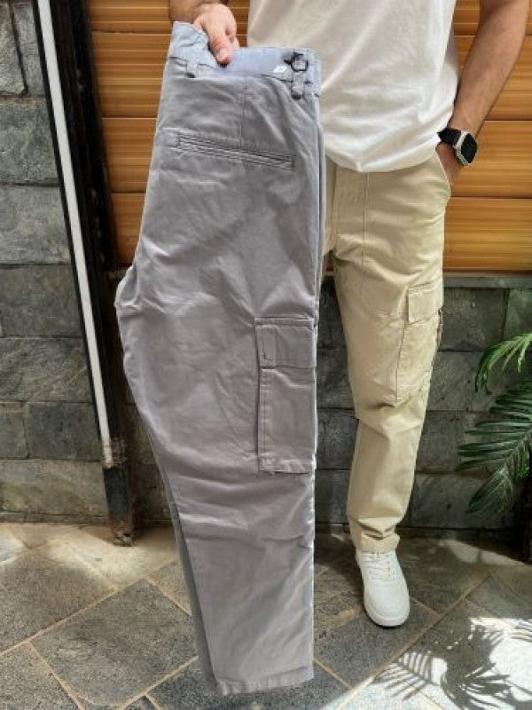 Stretchable Cotton Fabric Grey Cargo Pants