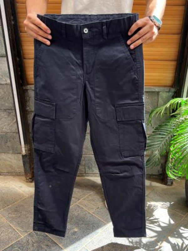 Stretchable Cotton Fabric Navy Cargo Pants
