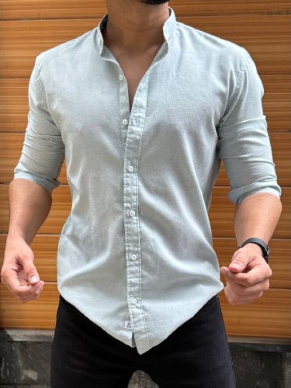 Chinese Collar Linen Ocean Shirt