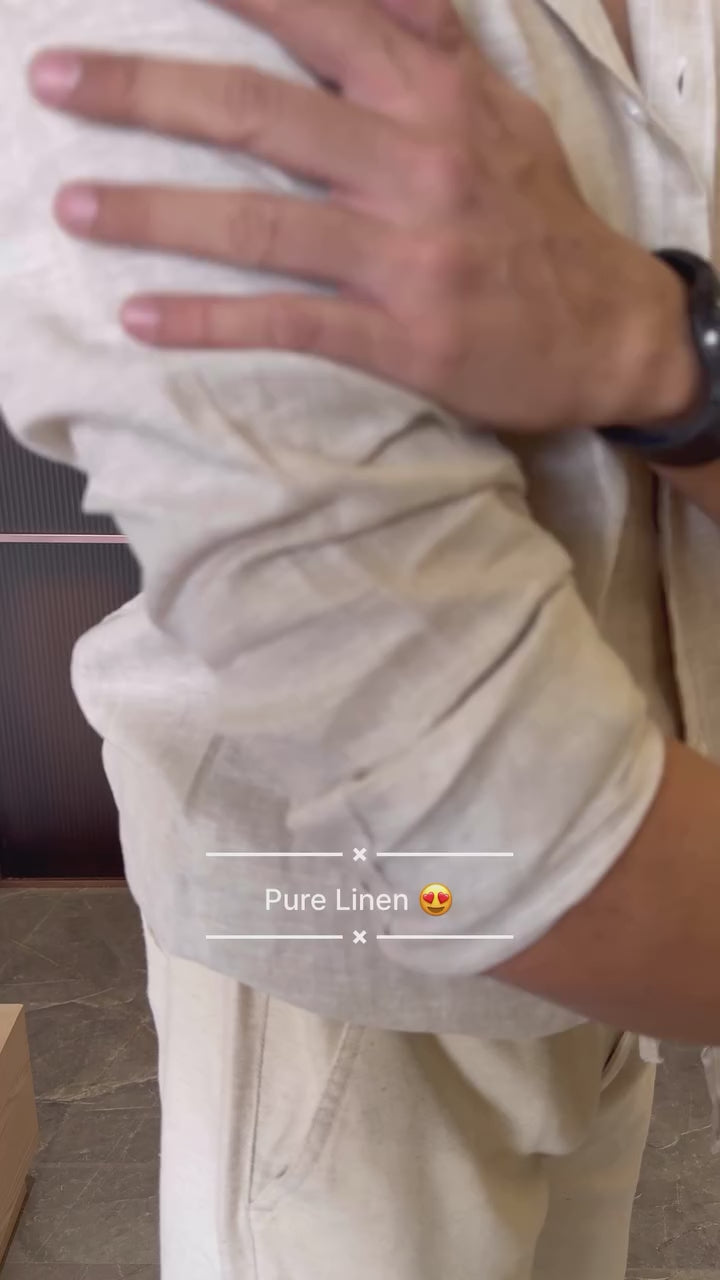 A Pure linen Cream Full Shirt