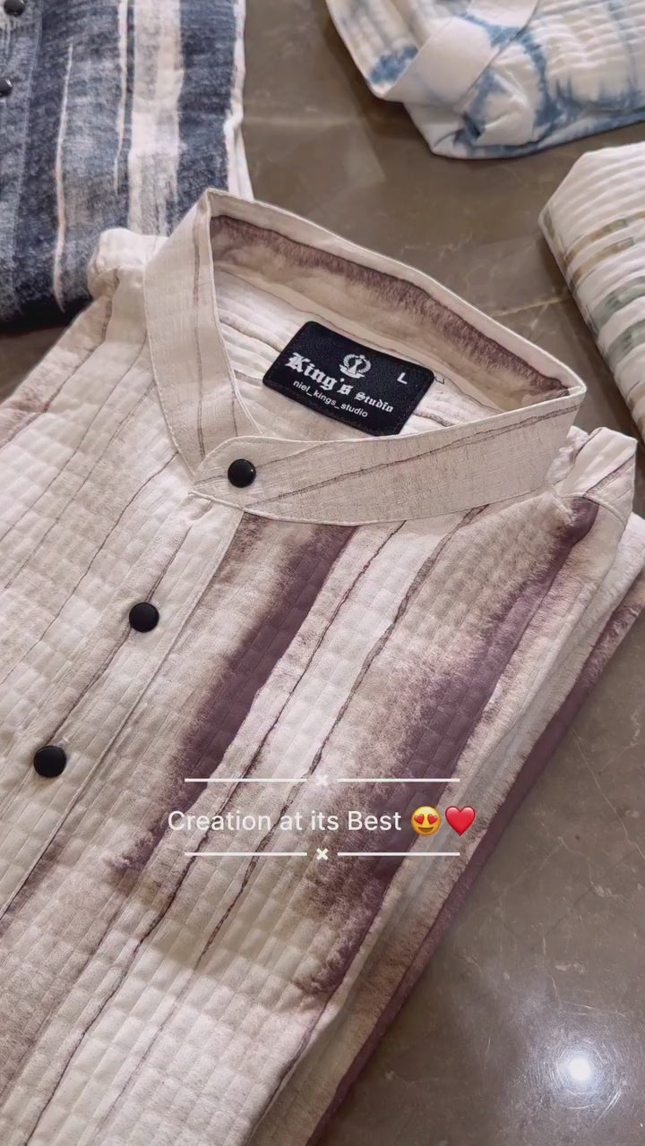 A Pure linen Cream Full Shirt