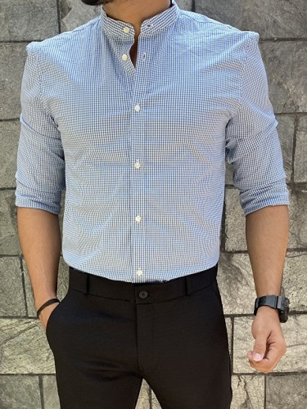Stretchable Mini Chex Royal Formal Shirt
